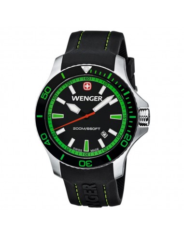 Wenger 01.0641.108 Men's Sea Force Black Dial Black Rubber Strap Dive Watch en ligne des produits 