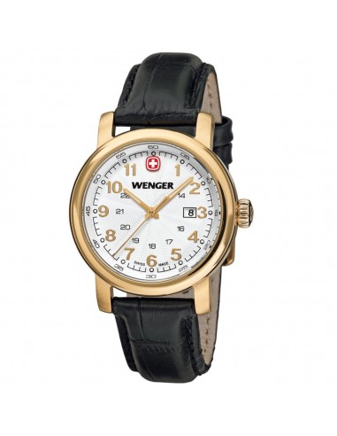 Wenger 01.1021.109 Women's Urban Classic White Dial Gold Plated Steel Black Leather Strap Watch acheter