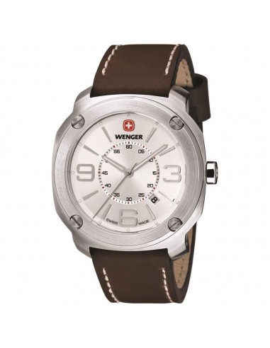 Wenger 01.1051.101 Men's Escort Silver Dial Brown Leather Strap Watch Les magasins à Paris