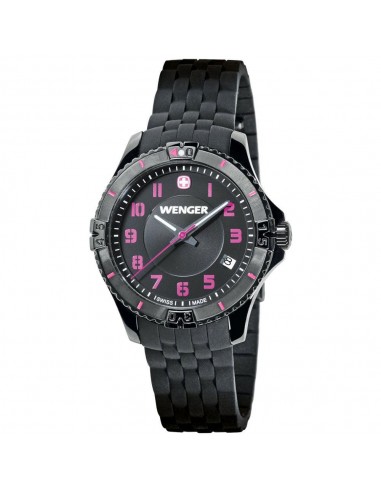 Wenger 0121.105 Women's Squadron Black Dial Black IP Steel Black Rubber Strap Watch la chaussure