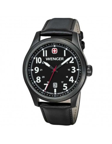 Wenger 0541.101 Men's Terragraph Swiss Made Black Dial Black Leather Strap Watch du meilleur 