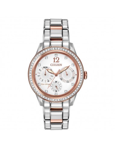 Citizen FD2016-51A Women's Silhouette Eco-Drive Swarovski Crystal White Dial Two Tone Steel Watch chez Cornerstreet bien 