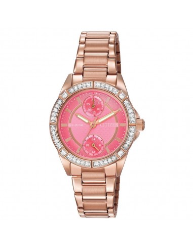 Citizen FD3003-58X Women's POV Pink Dial Rose Gold Steel Bracelet Swarovski Crystals Watch Jusqu'à 80% De Réduction