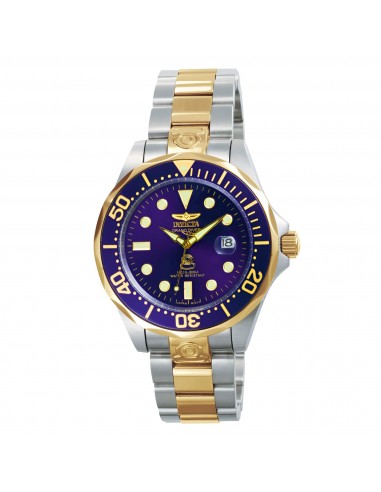 Invicta 3049 Men's Two Tone Yellow Bracelet Automatic Grand Diver Blue Dial Date Watch paiement sécurisé