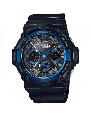 Casio Men's G-Shock World Time Black Resin Strap Ana-Digi Black Dial Alarm Dive Watch | GA200CB-1A de France