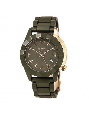 Nixon A2881419 Women's The Monarch Olive Green Acetate Bracelet Olive Green Dial Date Watch Economisez 