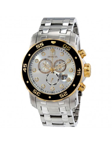 Invicta 80040 Men's Stainless Steel Bracelet Swiss Pro Diver Chrono Silver Dial Day-Date Watch pas cheres