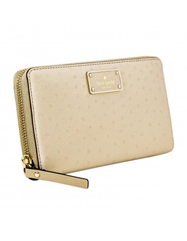 Kate Spade WLRU2169-977 A La Vita Ostrich Neda Sidewalk Zip Around Women's Taupe Leather Wallet solde