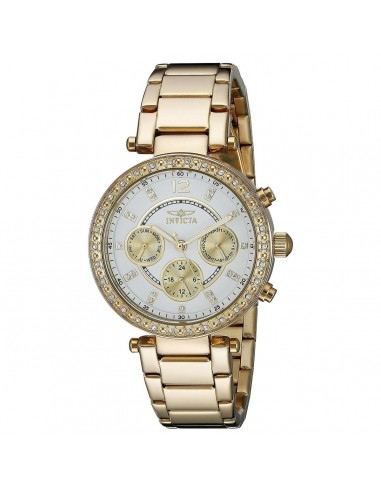 Invicta 21387 Women's Yellow Steel Bracelet Quartz Angel Crystal White Dial Day-Date Watch d'Europe débarque