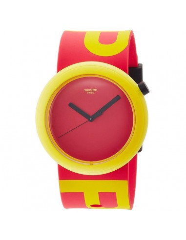 Swatch PNJ100 Unisex Poptastic Red & Yellow Silicone Strap Swiss Quartz Red Dial Watch acheter en ligne