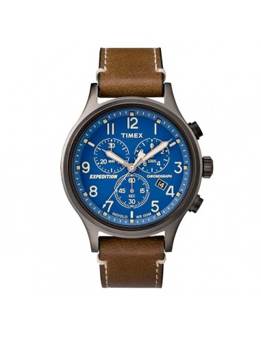 Timex Men's Leather Strap Watch - Expedition Scout Chronograph Blue Dial | TW4B09000JV français