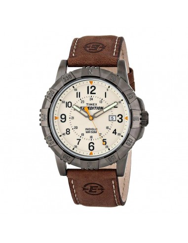 Timex Men's Strap Watch - Expedition Quartz Compass Brown Leather | T49990JV paiement sécurisé