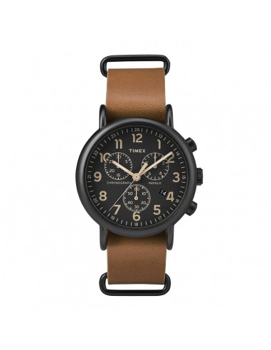 Timex Unisex Chronograph Watch - Weekender Black Dial Leather Strap | TW2P97500JV Véritable concentré