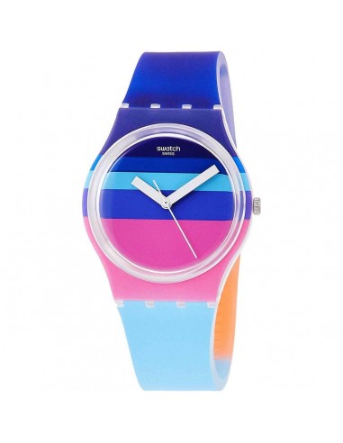 Swatch Women's Strap Watch - Think Fun Azul'heure Quartz Blue & Pink Dial | GE260 Venez découvrir notre 