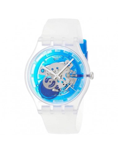 Swatch Unisex Strap Watch - The Swatch Vibe Blumazing Swiss White Silicone | SUOK129 Fin de série