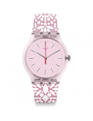 Swatch Women's Strap Watch - Brit-In Fleurie Swiss Quartz Pink & White | SUOP109 votre restaurant rapide dans 