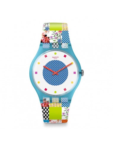 Swatch Women's Strap Watch - Brit-In Quilted Time Quartz Blue & White Dial | SUOS108 En savoir plus