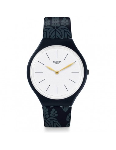 Swatch Women's Strap Watch - New Skin Skinwall Swiss Quartz White Dial Blue | SVON102 rembourrage situé sous