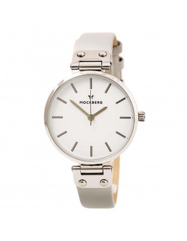 Mockberg MO1005 Women's Elsa Grey Leather Strap White Dial Quartz Watch du meilleur 