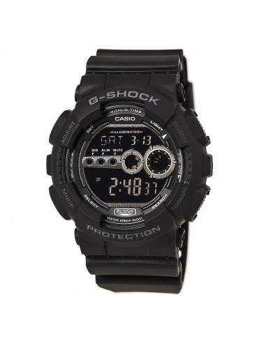 Casio Men's World Time Watch - G-Shock Dive Resin Strap Black Digital Dial | GD100-1B 2023