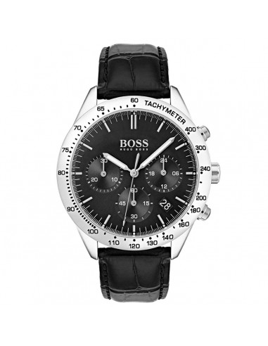 Hugo Boss Men's Chronograph Watch - Talent Black Dial Black Leather Strap | 1513579 50% de réduction en Octobre 2024