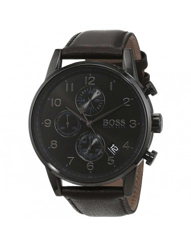 Hugo Boss Men's Chronograph Watch - Navigator Black Dial Leather Strap | 1513497 de l' environnement