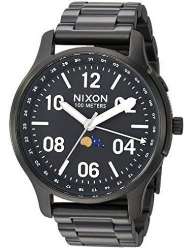 Nixon Men's Bracelet Watch - Ascender Moon Phase Quartz Black Dial Black | A12082474 paiement sécurisé