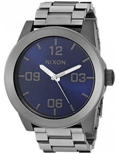 Nixon Men's Bracelet Watch - Corporal SS Quartz Blue Dial Grey Steel | A3462065 Dans la société mordern