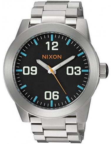 Nixon Men's Bracelet Watch - Corporal SS Quartz Black Dial Silver Tone | A3462336 du meilleur 