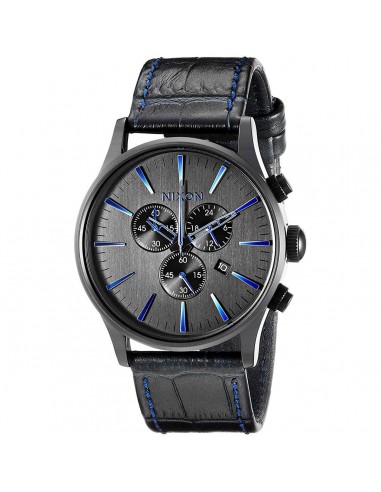 Nixon Men's Strap Watch - Sentry Chrono Leather Black Dial | A4052153 Les magasins à Paris et en Île-de-France