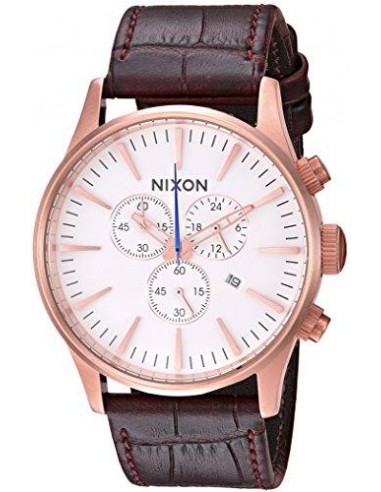 Nixon Men's Strap Watch - Sentry Chrono Leather White Dial | A4052459 Profitez des Offres !