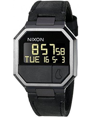 Nixon Men's Strap Watch - Re-Run Leather Digital Dial Black Leather | A944001 ou a consommer sur place