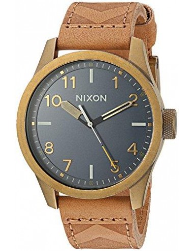 Nixon Men's Strap Watch - Safari Leather Black Dial Brown Leather | A9752731 acheter