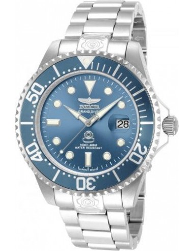 Invicta Men's Grand Diver Automatic Watch - Blue Dial Steel Bracelet Date | 13859 la livraison gratuite