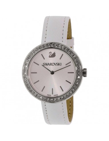 Swarovski Women's Strap Watch - Daytime Silver Dial White Leather | 5095603 pas chere