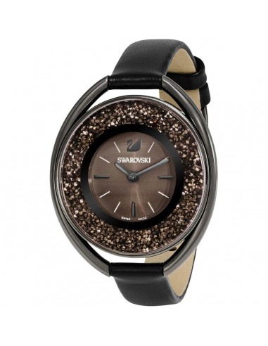 Swarovski Women's Strap Watch - Crystalline Oval Black Leather Swiss | 5158517 commande en ligne