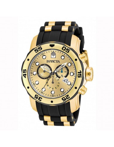 Invicta 17885 Men's Steel & Polyurethane Bracelet Swiss Quartz Pro Diver Chrono Gold Tone Dial Watch en ligne