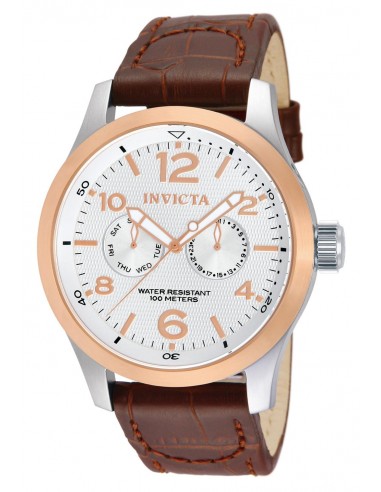 Invicta 13010 Men's I-Force Silver Dial Brown Leather Strap Two Tone Steel Watch destockage