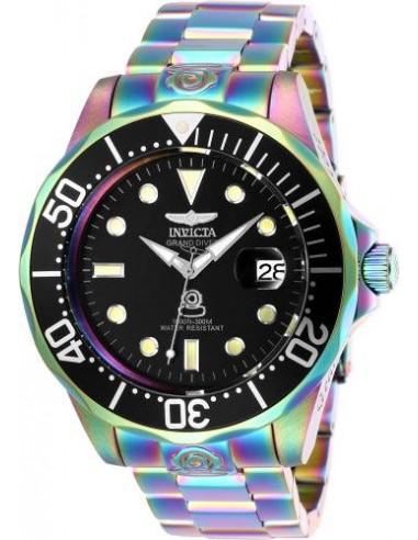 Invicta Men's Automatic Watch - Grand Diver Black Dial Iridescent Steel Dive | 26601 solde