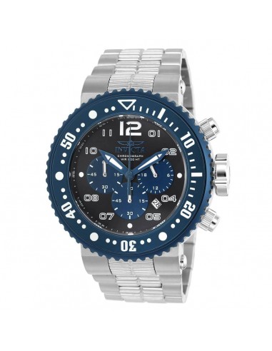 Invicta Men's Chronograph Watch - Pro Diver Black & Blue Dial Steel Bracelet | 25074 Paris Déstockage Promo