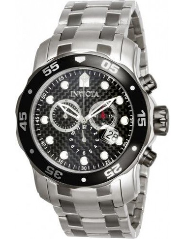 Invicta Men's Chronograph Watch - Pro Diver Black Carbon Fiber Dial Two Tone | 14339 le des métaux précieux