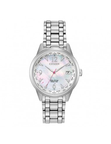 Citizen Women's Eco-Drive Watch - World Time Silver Tone Bracelet | FC8000-55D en linge