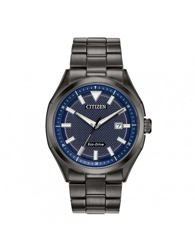 Citizen Men's Eco-Drive Watch - WDR Blue Dial Black Steel Bracelet | AW1147-52L la chaussure