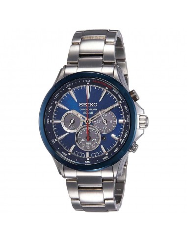 Seiko Men's Bracelet Watch - Solar Chronograph Blue & Grey Dial Steel | SSC495P1 À commander