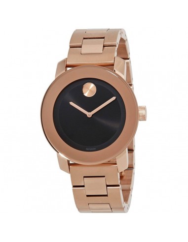 Movado Women's Bracelet Watch - Bold Swiss Quartz Black Dial Rose Gold Steel | 3600463 rembourrage situé sous