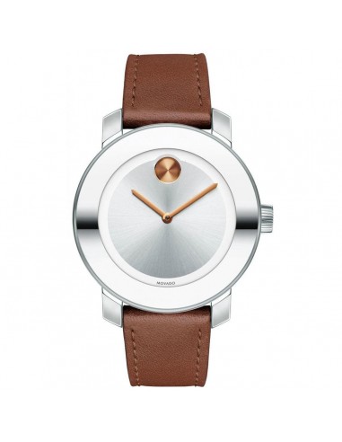 Movado Women's Quartz Watch - Bold Silver Dial Brown Leather Strap | 3600379 le des métaux précieux