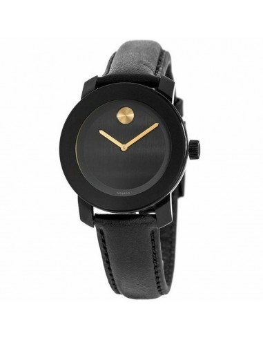 Movado Unisex Strap Watch - Bold Swiss Quartz Black Dial Black Leather | 3600527 Venez acheter