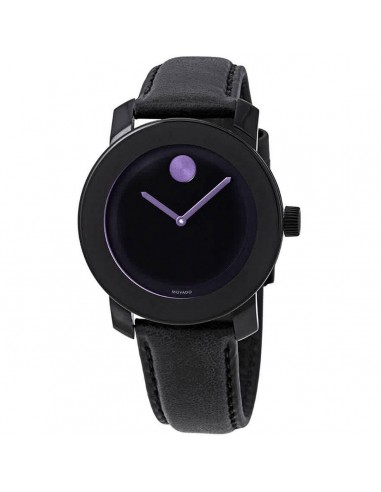 Movado Unisex Strap Watch - Bold Swiss Quartz Black Dial Black Leather | 3600528 en ligne des produits 