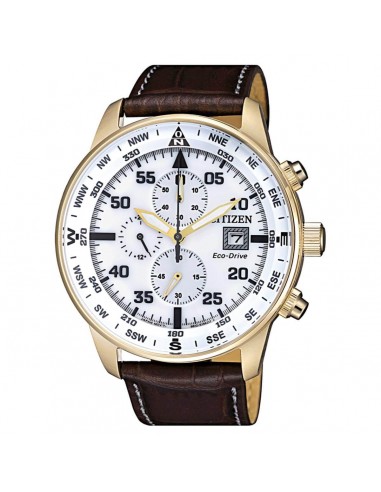 Citizen Men's Chronograph Watch - Eco-Drive Brown Leather Strap | CA0693-12A soldes