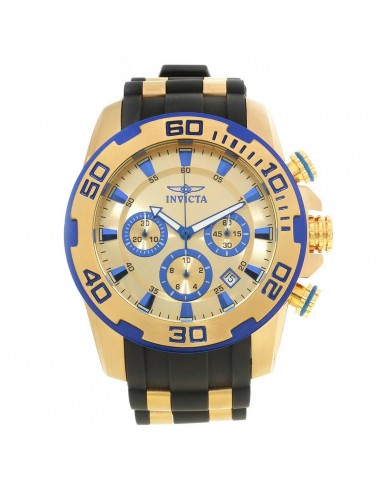 Invicta 22308 Men's Pro Diver Chronograph Gold Dial Yellow Gold Steel & Silicone Strap Watch Venez découvrir notre 